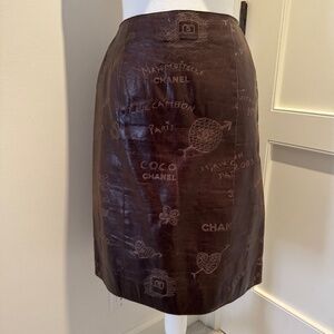 CHANEL Graffiti Leather Skirt Size 6 FR 36
